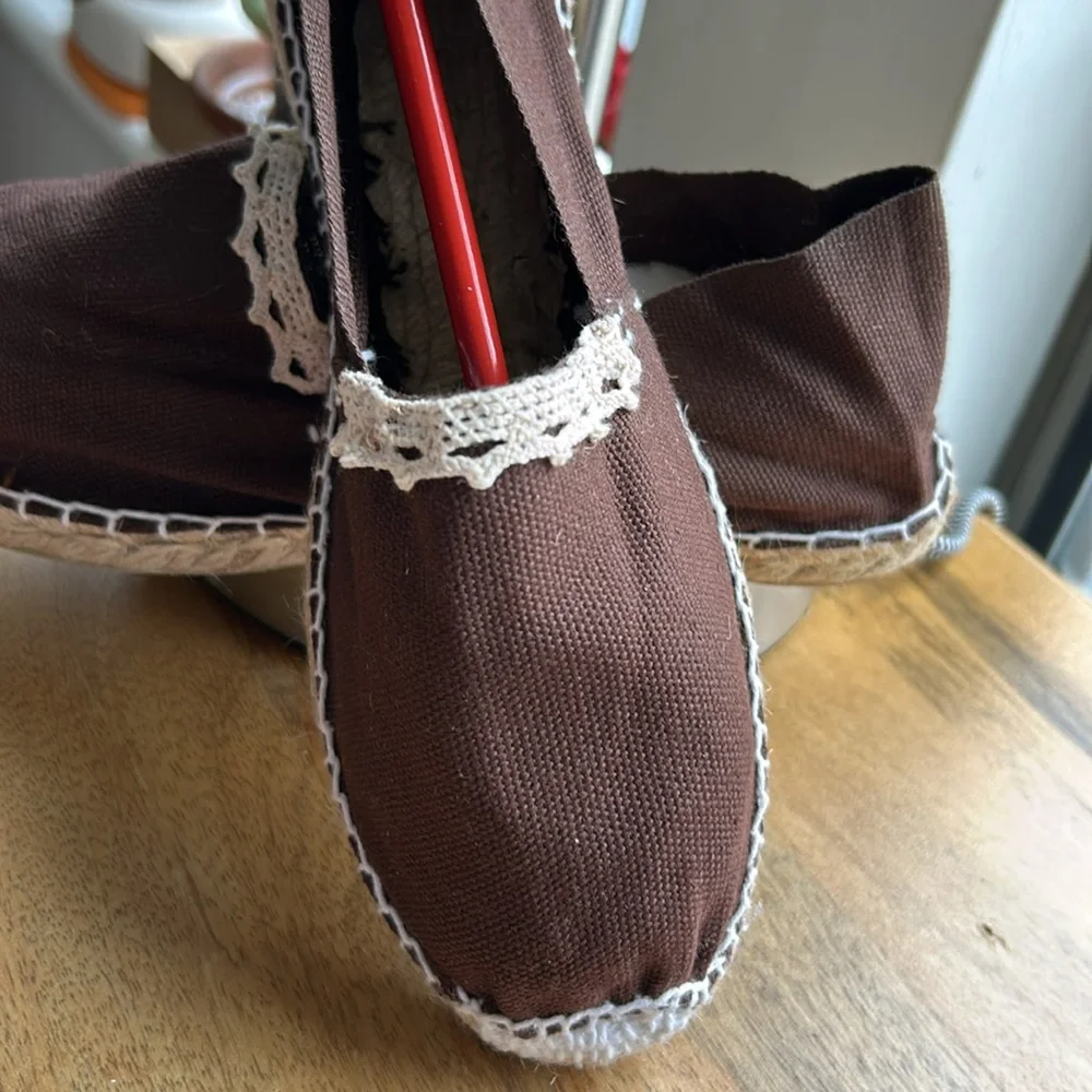 Spadrilles textil brown flat rubber sole new - Picture 3 of 5
